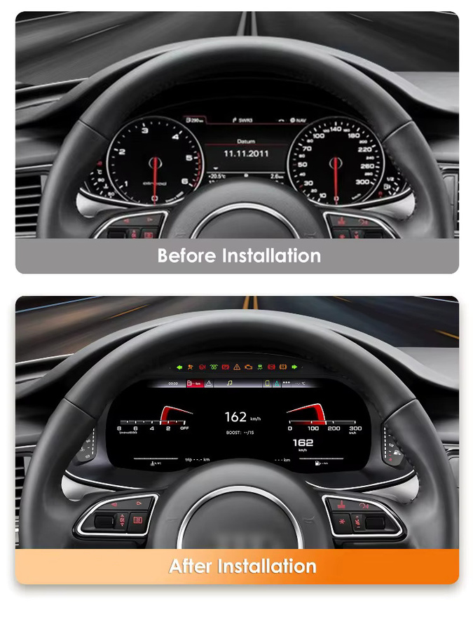 OSSURET Digitales Kombiinstrument 12,3 Zoll für Audi A6 A7 2013 - 2018 mit HD-Bildschirm, Tachometer mit Carplay und Android Auto, Schwarz - Bild 7