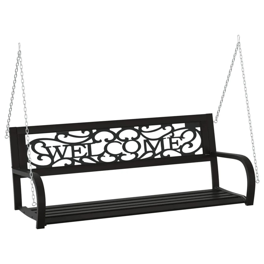 vidaXL Hollywoodschaukel aus Stahl und Kunststoff in Schwarz, B/T/H: 125 x 53,5 x 42 cm - Bild 2