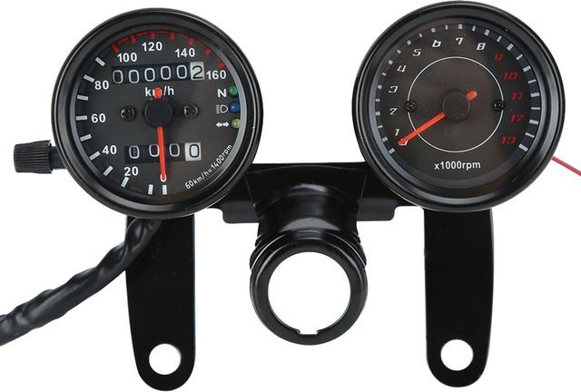 Neoglint Universeller Motorrad Drehzahlmesser im Retro-Design in Schwarz - Bild 1