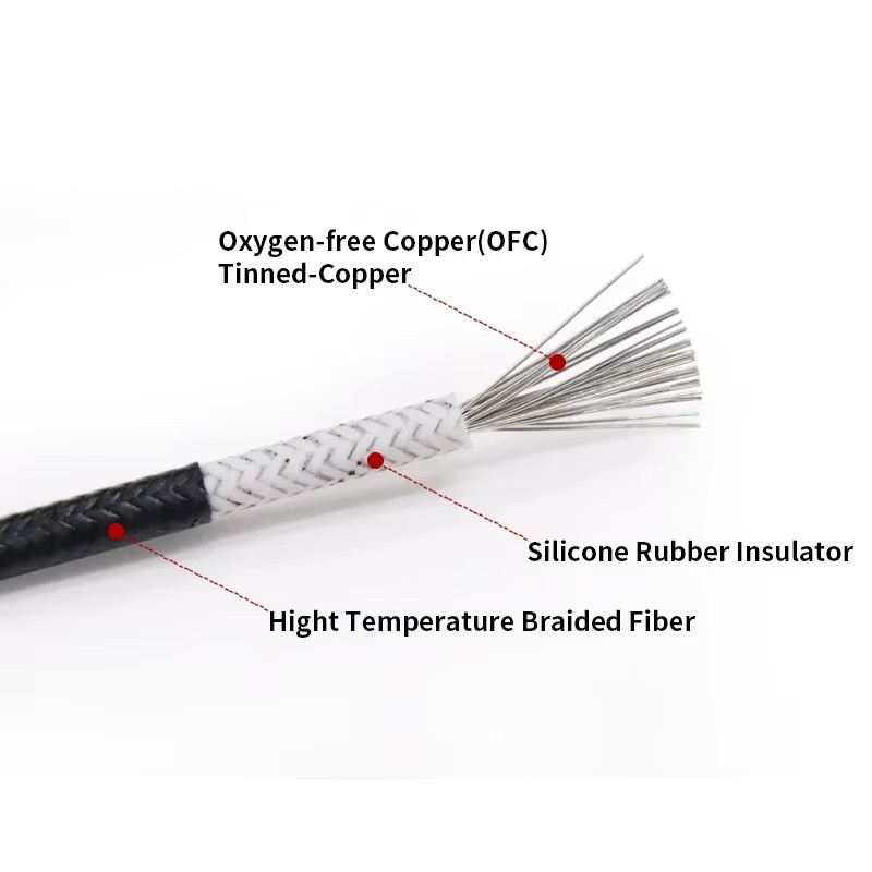Hitzebeständiges Glasfaser-Silikonkabel in Schwarz für Fußbodenheizungselemente mit Querschnitt von 0,3mm bis 6mm² - Bild 2