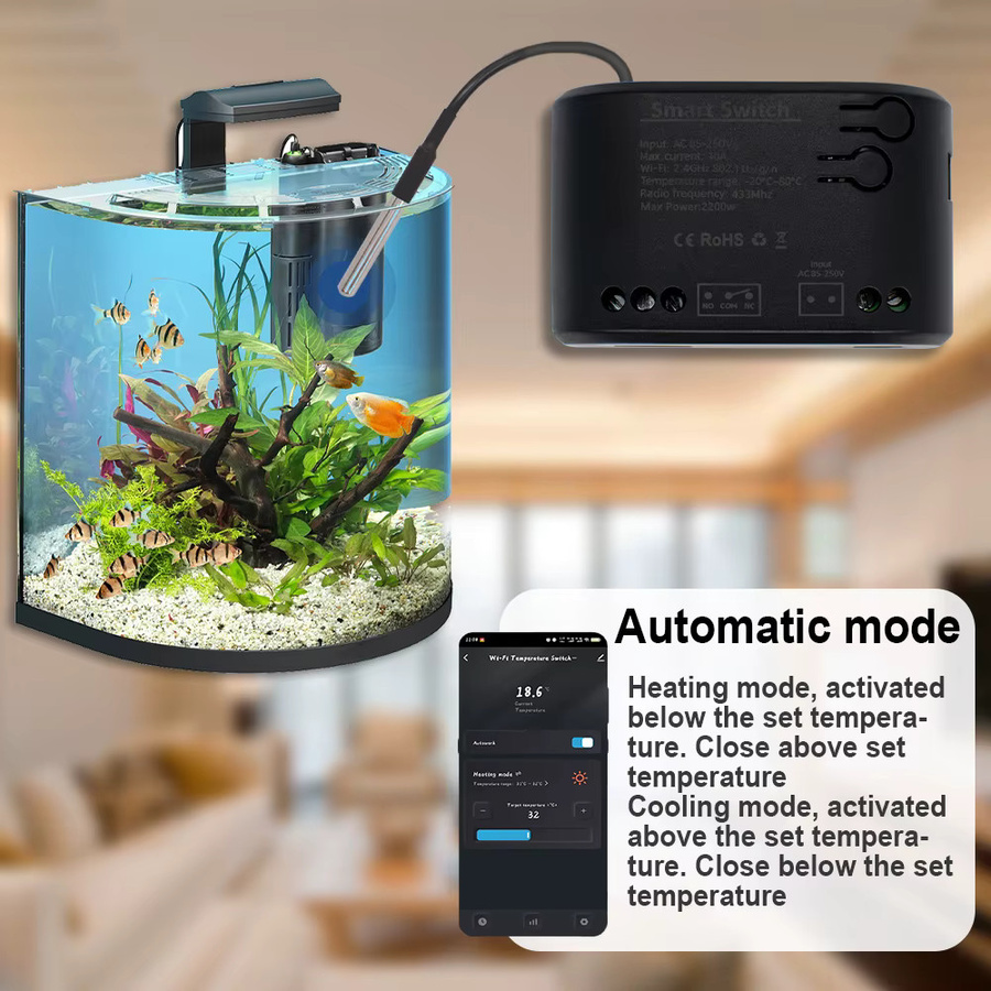 Tuya Smart Temperatur Wifi Schalter Scimagic-RC 10A 2000W Intelligentes Thermostat mit Alexa und Google Home Kompatibilität in Schwarz - Bild 3