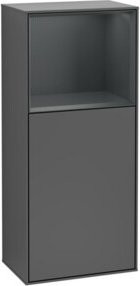 V&B Finion Seitenschrank mit LED-Wandbeleuchtung und offenen Regalfächern, Anthrazit Matt, B: 41,8 cm, H: 93,6 cm - Bild 1