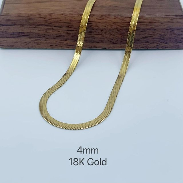 Mariasz Schlangenketten-Halskette, Edelstahl, Gold, 45 cm, Unisex - Bild 1