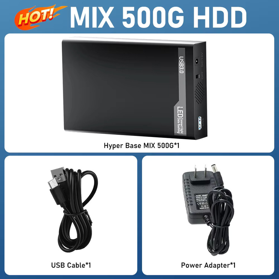 JMachen Hyper Base MIX Retro Gaming HDD mit 38200+ Spielen für PS3, Switch, Xbox, PS2, Wii und WiiU, Schwarz, 500 GB - Bild 3