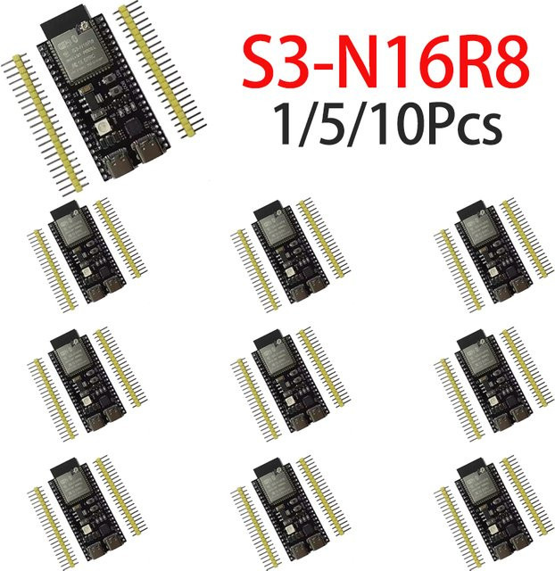 Kaierjia ESP32 S3 Entwicklungsboard mit S3 N16R8 Modul, Wi-Fi und Bluetooth, Schwarz - Bild 1