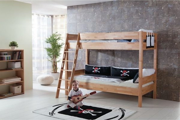 Relita Etagenbett STEFAN aus Buche massiv natur lackiert, B/T/H: 90 x 200 x 90 cm