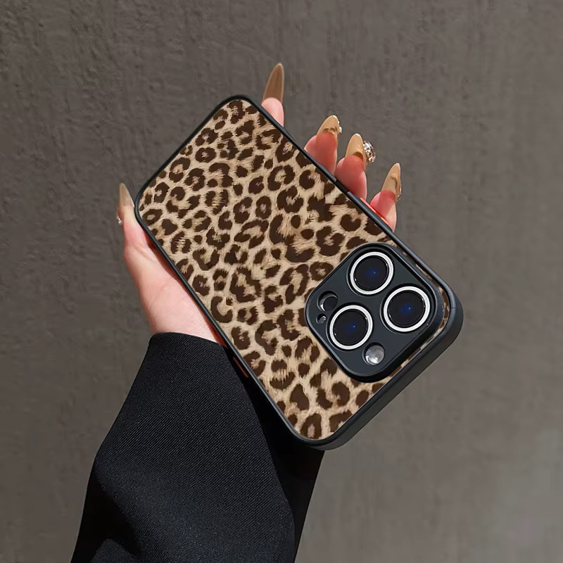 Elegante Schutzhülle im Leopardenmuster für Apple iPhone 11 bis iPhone 17 Pro Max in Schwarz und Multicolour - Bild 2