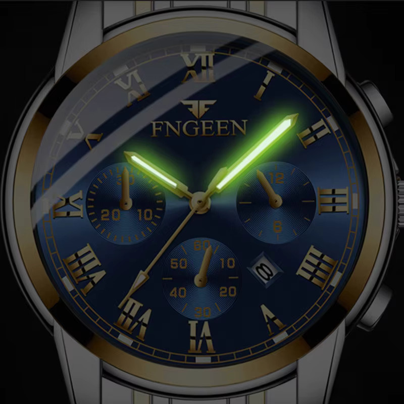 Fngeen Armbanduhr, Quarz, Edelstahl, Blau, Herren - Bild 3