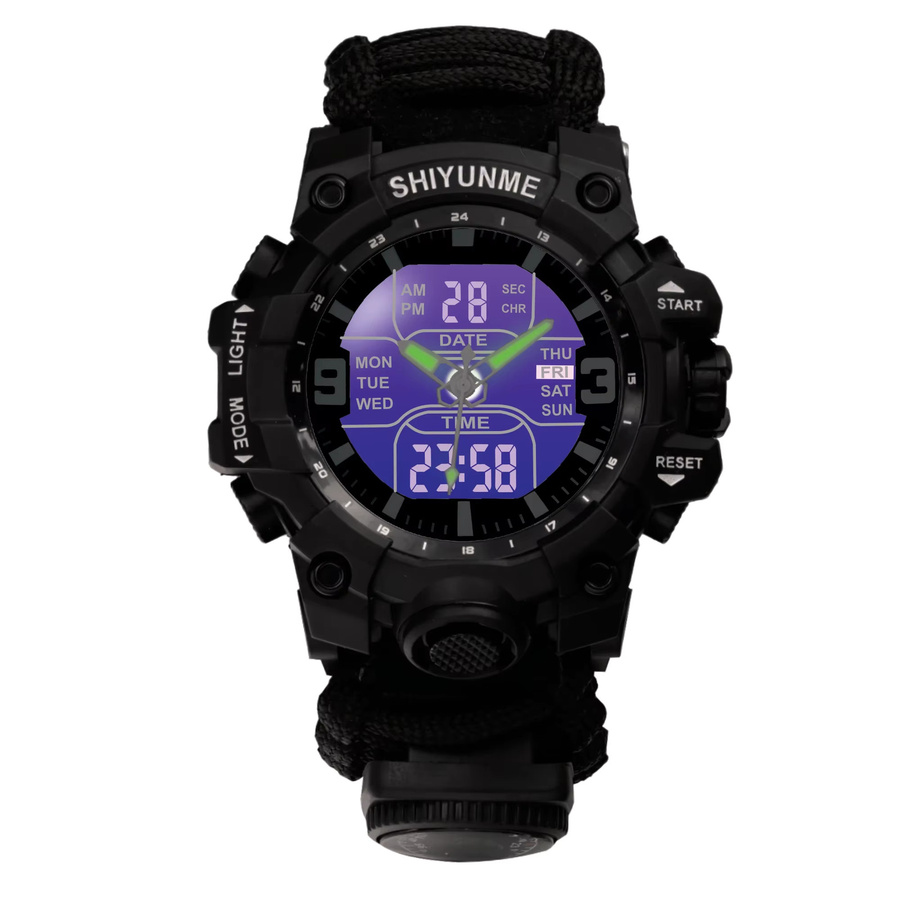 SHIYUNME Armbanduhr, Quarz, Kompass, Thermometer, Schwarz, Herren - Bild 2