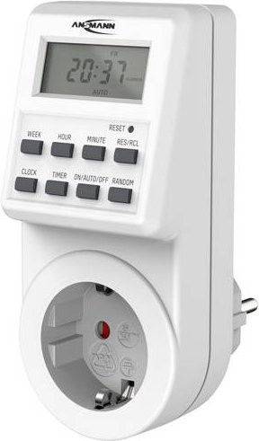 Ansmann AES6 Digitale Wochenzeitschaltuhr mit Tagesprogramm und Zufallsfunktion, Weiß - Bild 1