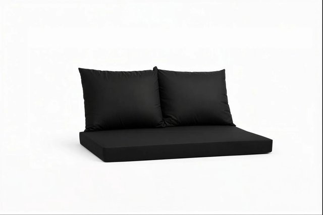 Setgarden Triple Outdoor Palettenkissen Set in Schwarz mit Sitzkissen und 2 Rückenkissen, Breite: 120 cm, Tiefe: 40 cm, Höhe: 10 cm sowie Rückenkissen B: 60 cm, H: 50 cm - Bild 1