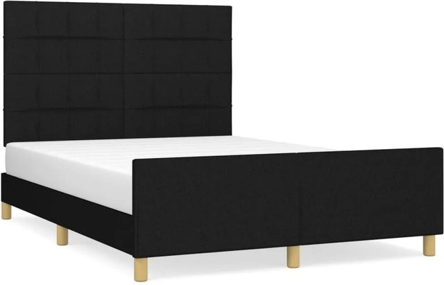 vidaXL Bettgestell mit Kopfteil in Schwarz aus Stoff und Holz, B/T/H: 140 x 190 x 146 cm - Bild 1