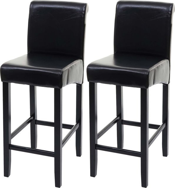 2er-Set Barhocker MCW-C33 in Schwarz aus Leder im Retro-Look - Bild 1