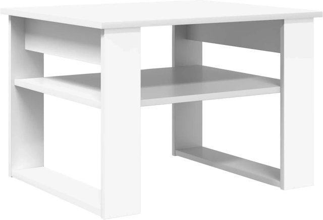 vidaXL Couchtisch mit Speicher in Weiß, moderner Couchtisch aus Holzwerkstoff, B/T/H: 64 x 54 x 44 cm - Bild 1