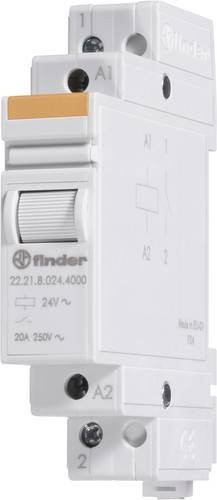 Finder Industrierelais 22.21.8.024.4000 mit 24 V/AC Nennspannung und 20A Schaltstrom, 1 Schließer, Farbe: Weiß - Bild 1