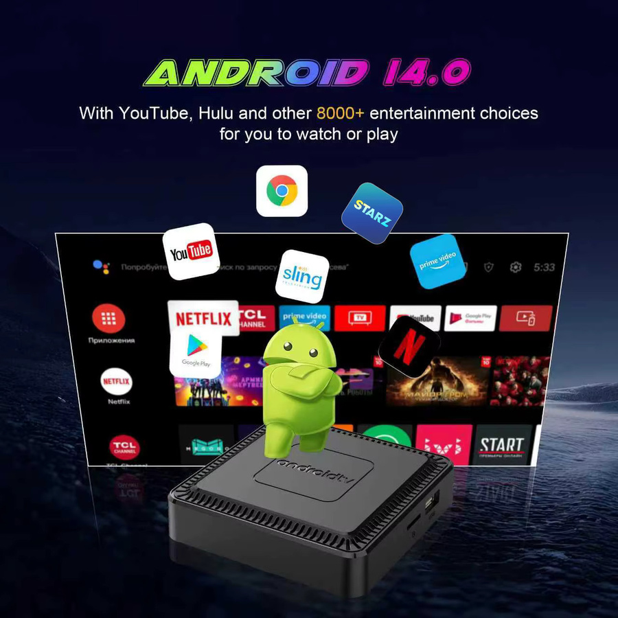 Janmifly Q7 Smart TV Box mit Android 14, 8 GB RAM + 128 GB Speicher, 4K HDR10, WiFi 6 und Bluetooth 5.0, Schwarz - Bild 4