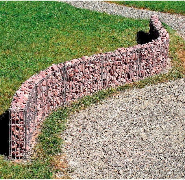 Geschwungenes Gabionen-Mauergitter B: 232 cm, T: 40 cm, H: 10 cm - Bild 1