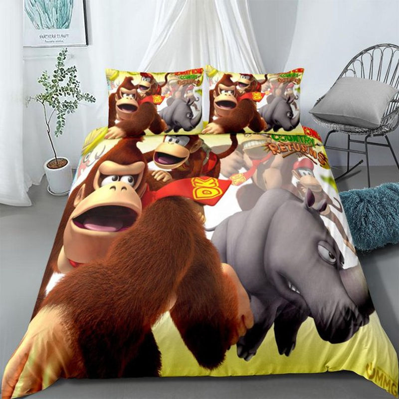 Donkey Kong Switch Bettwäsche Set mit Bezug und Kissenbezug aus Mikrofaser, Mehrfarbig, B: 172 cm, H: 218 cm - Bild 2