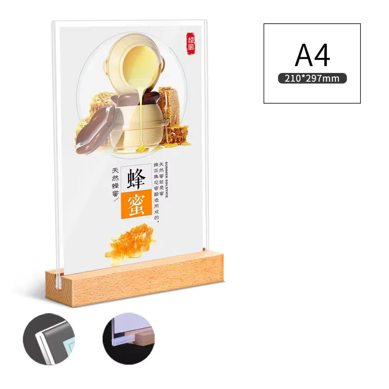 Doppelseitiger Acryl-Tischschild-Ausstellungsständer in Transparent für Menühalter und Fotorahmen in Büro, Restaurant oder Schule - Bild 1