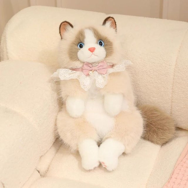 Yiran Health & Beauty Ragdoll Katze Plüsch Rucksack, Weiß Schwarz, 50cm - Bild 1