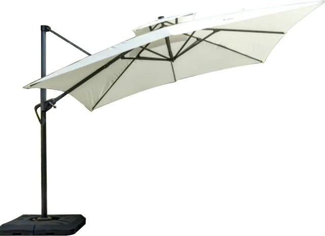 360Home Sonnenschirm Weiß mit Zentralmast aus Metall für Garten und Terrasse, Höhe: 255 cm - Bild 1