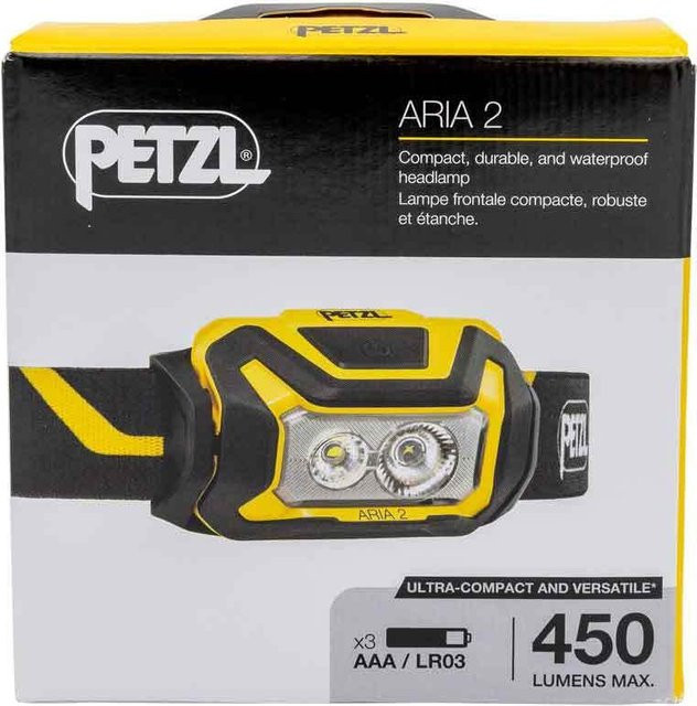 Petzl ARIA 2 LED Kopflampe Schwarz/Gelb mit 450 Lumen - Bild 1