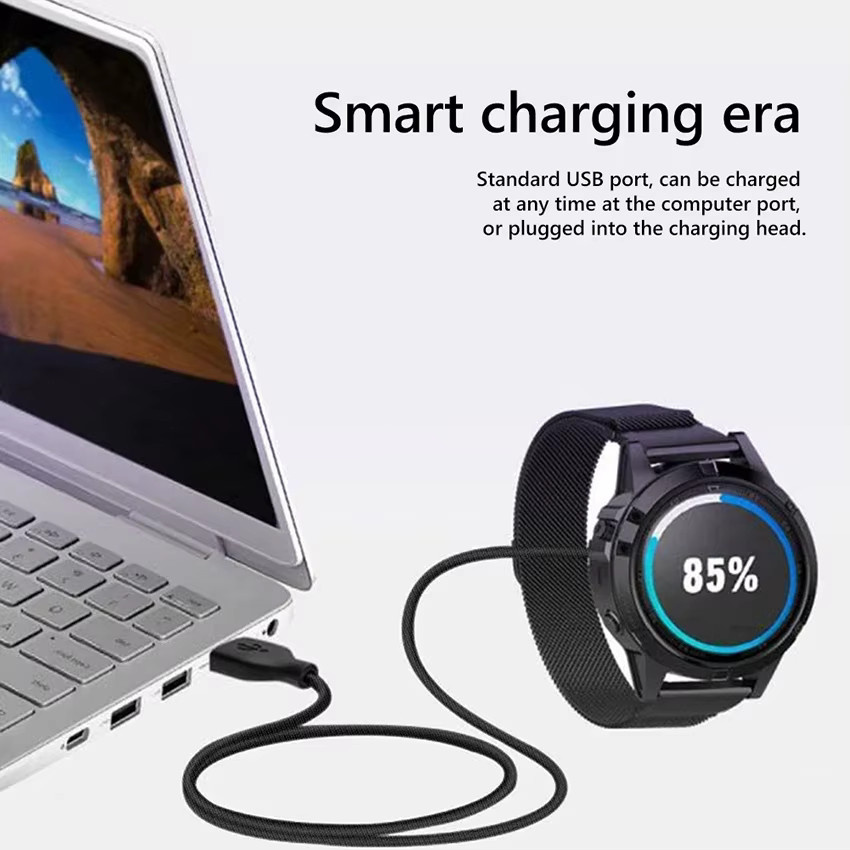 JCD USB A auf USB Typ-C Ladekabel und Datenkabel für Garmin Fenix, Vivoactive und Forerunner Uhren in Schwarz - Bild 2