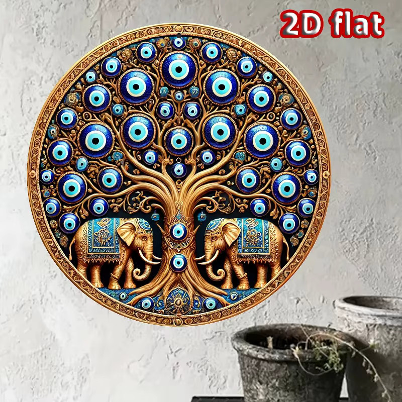CIFBUY Türkische Böses-Auge Metall-Wanddekoration, rundes orientalisches Metallschild mit vorgebohrten Löchern, Durchmesser: 19,81 cm - Bild 5