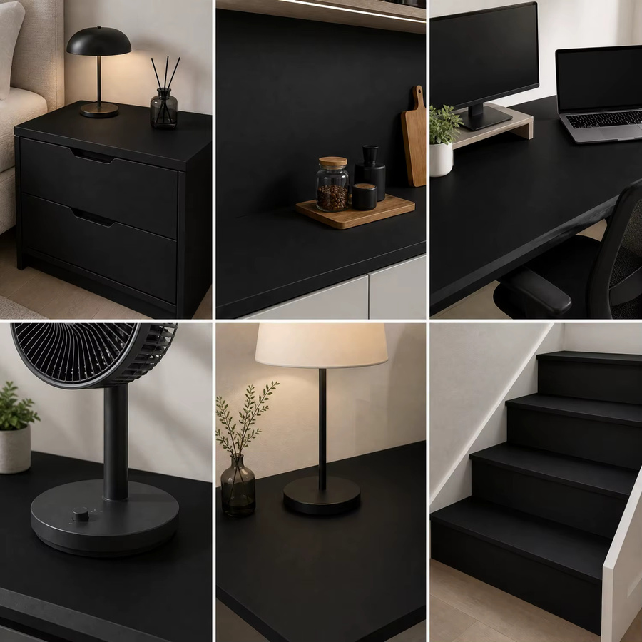 Renovatio Selbstklebende PVC-Tapete in Schwarz, Matt, Breite: 40 cm - Bild 4