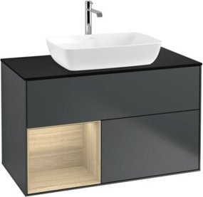V&B Waschtischunterschrank Finion 100 in Schwarz lackiert, B/T/H: 100 x 50,1 x 50,1 cm - Bild 1