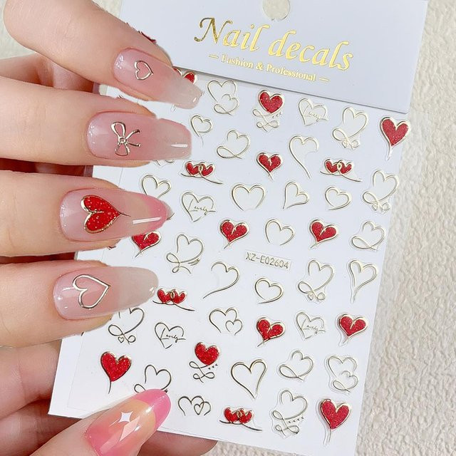 HotPress Nail Art Aufkleber, Rot, Metallic, 12 Stück - Bild 1