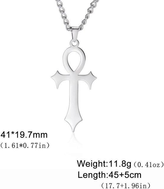 YULIN Halskette Ankh Kreuz, Edelstahl, Silber, Unisex, 50 cm - Bild 1