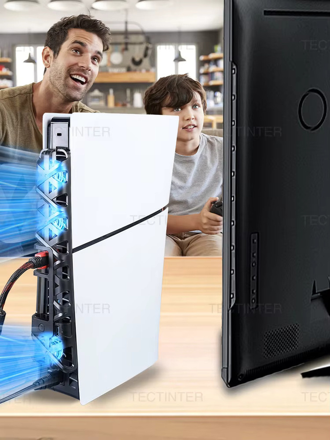 TECTINTER Lüfter für PS5 Slim Disc Edition und Digital Edition mit RGB-Beleuchtung in Schwarz und Multicolour sowie USB 3.0-Anschluss - Bild 6