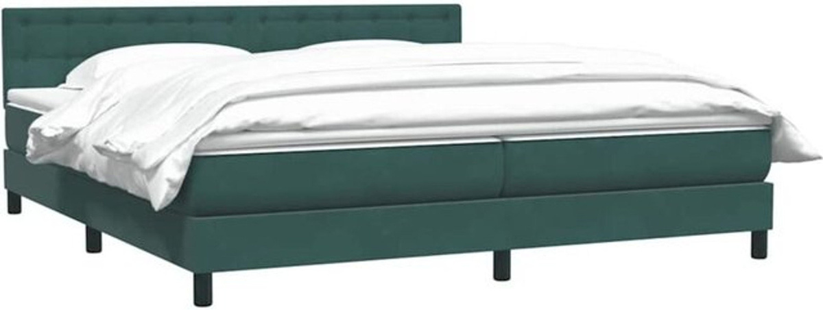 vidaxl Boxspringbett mit Matratze in Dunkelgrün aus Samt, B/T/H: 180 x 220 x 78 cm - Bild 1
