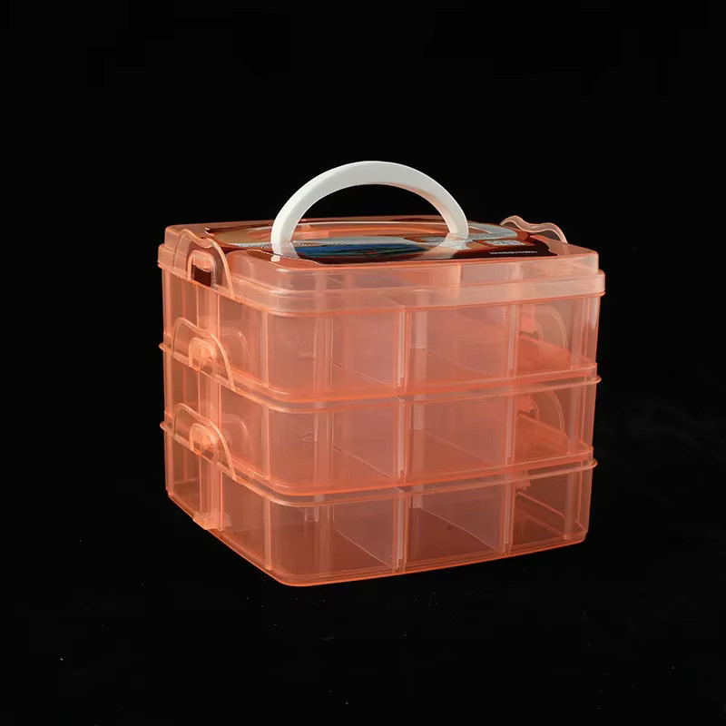 Multifunktionale Sbox Aufbewahrungsbox aus Kunststoff mit 18 Fächern in 3 Schichten, transparent - Bild 4