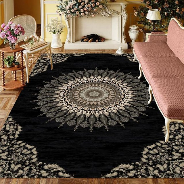 Lodestar Teppich mit geometrischem Druck in Beige, rutschfest und modern, B/T: 40 x 60 cm - Bild 1