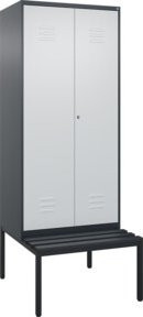 C+P PSA Doppel-Spind Classic PLUS Sitzbank mit 2 Abteilen und Kunststoff-Sitzfläche, B/T/H: 212 x 80 x 81,5 cm - Bild 1