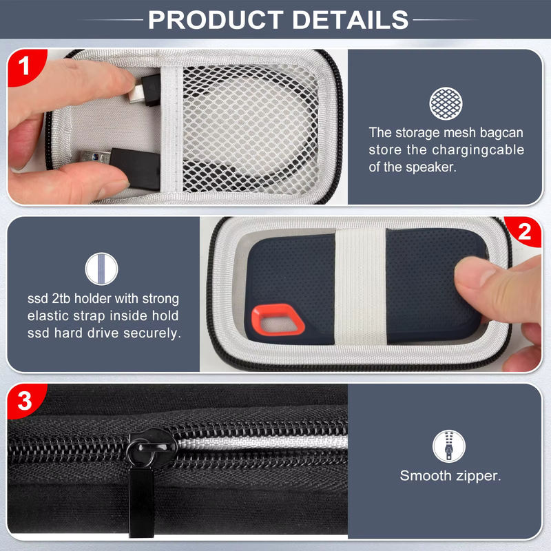 Schutzhülle in Schwarz kompatibel für SanDisk PRO Extreme Portable SSD 500 GB, 1 TB und 2 TB externe Solid-State-Festplatten - Bild 2