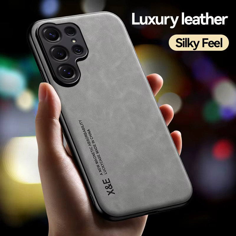Luxuriöse Ultra-Dünne Handyhülle aus PU-Leder für Samsung Galaxy S26 Ultra S25 Ultra S24 S23 S22 Plus FE in Grün - Bild 2