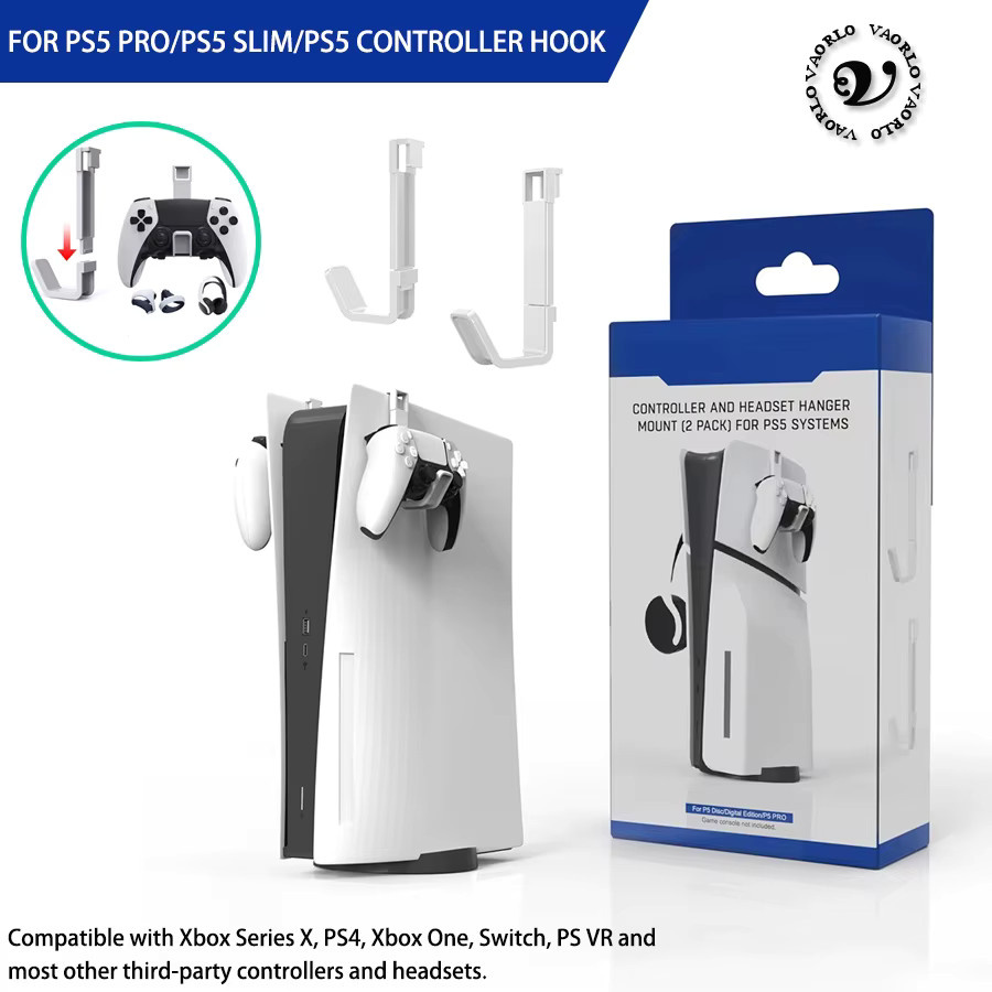 VAORLO 2er-Pack Controller-Headset-Ständer in Weiß für PS5 und PS5 Slim Digital Drive Konsole - Bild 2