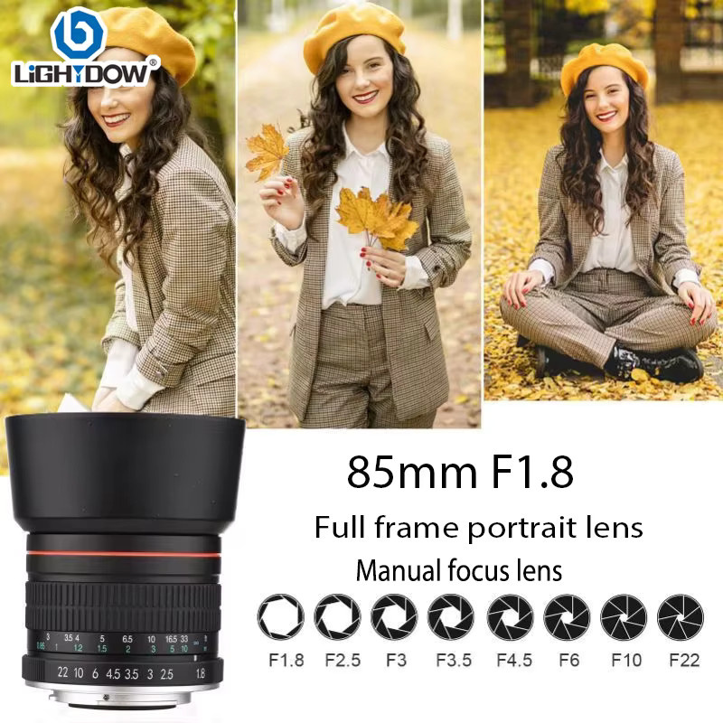 Lightdow Vollformat 85 mm F1.8-22 MF Portraitobjektiv für Canon EF Nikon F Sony E und Nikon Z Mount, Schwarz - Bild 3