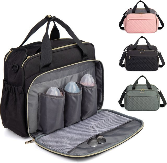 LEQUEEN Baby-Wickeltasche als Umstandstasche und Kinderwagen-Organizer in Schwarz - Bild 1