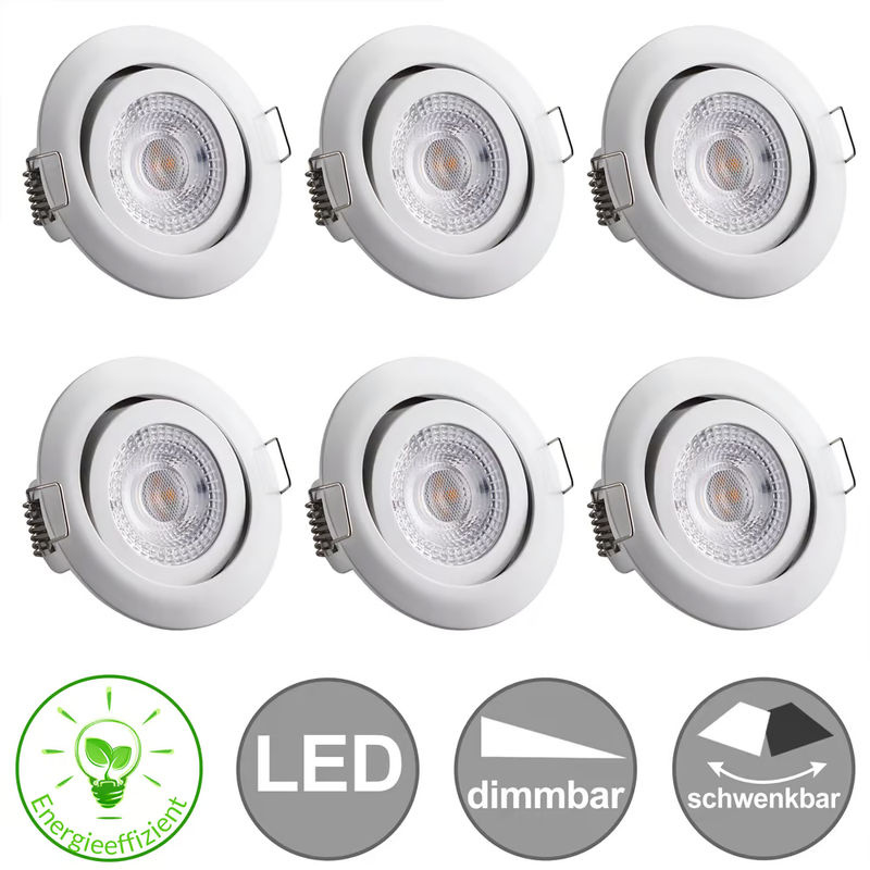 mONZANA LED Einbauleuchte Krog 6er-Set Weiß mit Leuchtmittel und verstellbarem Reflektor - Bild 4