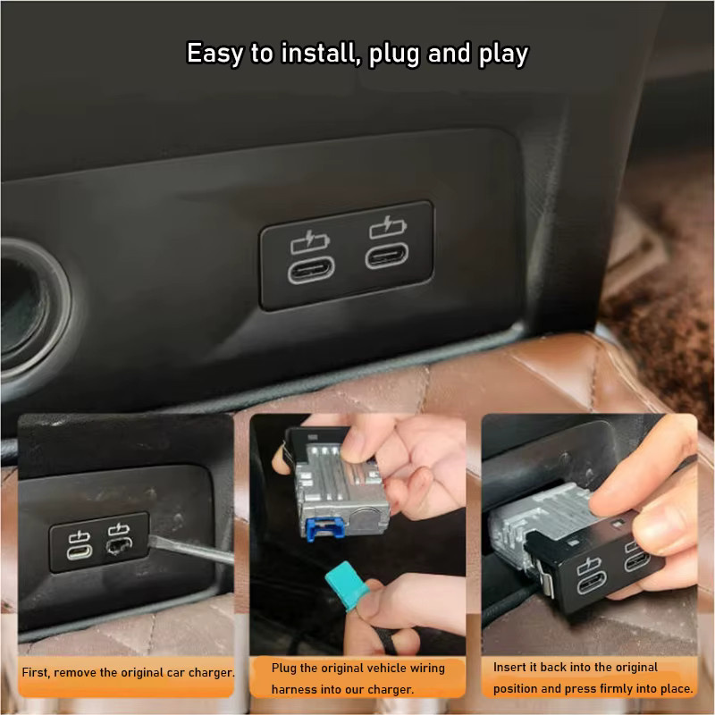 TRMODS Dual PD3.0 USB-C Autoladegerät 45W Schnellladegerät Adapter in Schwarz für BMW 3/5/7 Serie und X1 X3 X5 - Bild 2