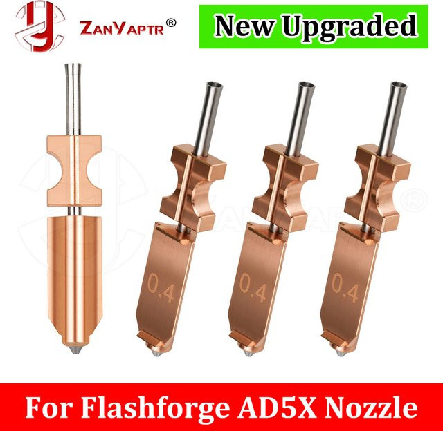 Flashforge Upgrade Bimetall-Hotend-Düse aus gehärtetem Stahl für FDM-Drucker, erhältlich in 0,25 mm, 0,4 mm, 0,6 mm und 0,8 mm - Bild 1