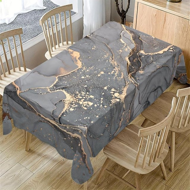 Wasserdichte Tischdecke mit modernem abstrakten Marmor-Design von JMG Household Supplies, grau, B: 140 cm, T: 180 cm - Bild 1