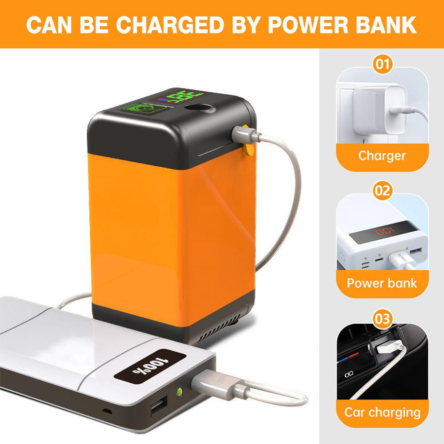 Tragbare Outdoor-Camping-Duschpumpe mit intelligenter Digitalanzeige und 7800mAh Akku in Orange - Bild 2