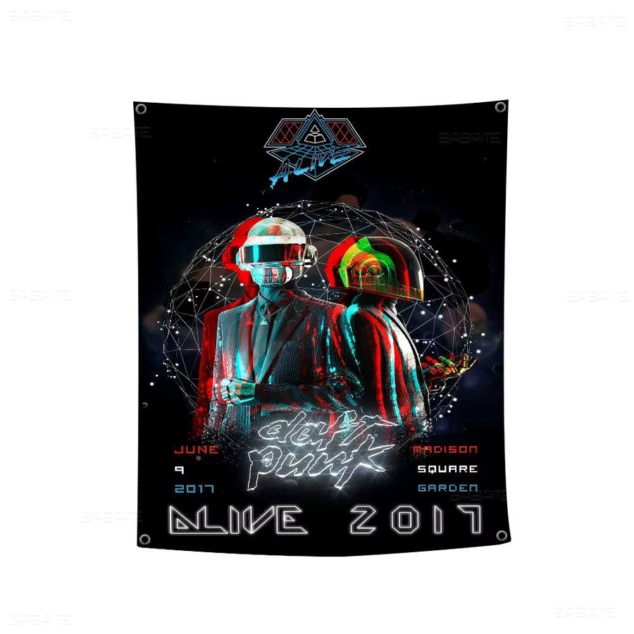 Potdemiel Vintage Banner Around The World Daft Punk Campingdekoration Mehrfarbig B: 50 cm, H: 50 cm - Bild 7