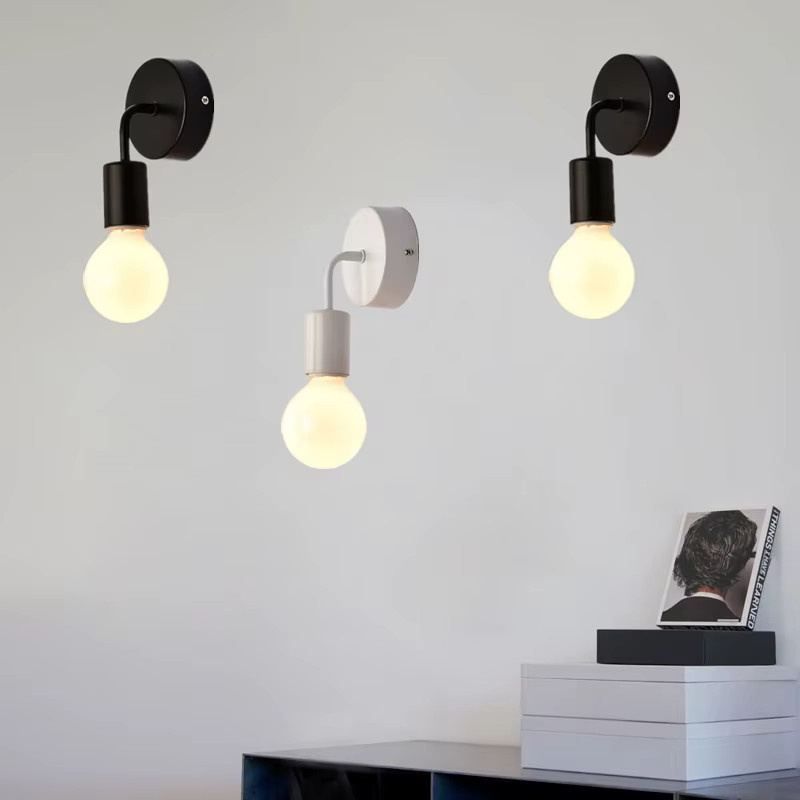 YNL Wandlampe im Nordic-Industrie-Design aus Eisen in Schwarz für Schlafzimmer und Badezimmer mit E27 Fassung - Bild 1