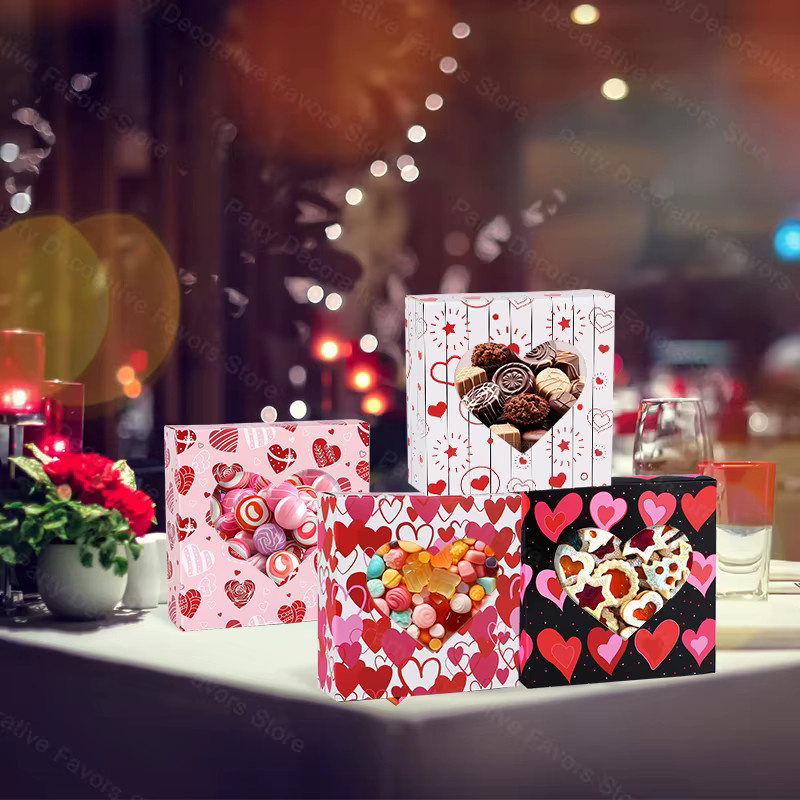 8-teiliges ZQNYCY Geschenkbox-Set aus Papier mit Fenster in Mehrfarbig für Valentinstag, Hochzeit, Geburtstag oder Party - Bild 3
